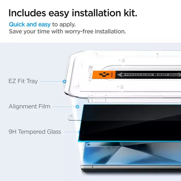 Spigen Glas.tR EZ Fit Privacy Tempered Glass for Samsung Galaxy S24 Ultra - 2 pcs. 8