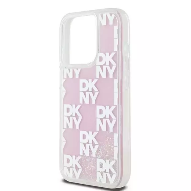 Etui DKNY Liquid Glitter Multilogo na iPhone 15 Pro - różowe 9