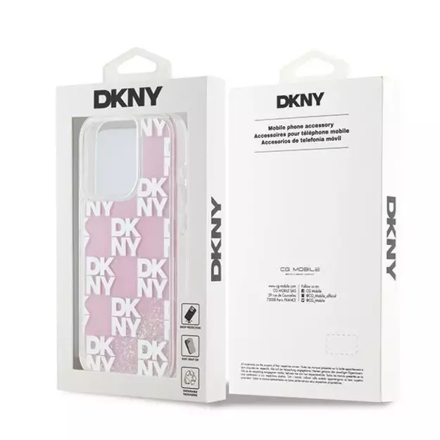 Etui DKNY Liquid Glitter Multilogo na iPhone 15 Pro - różowe 11