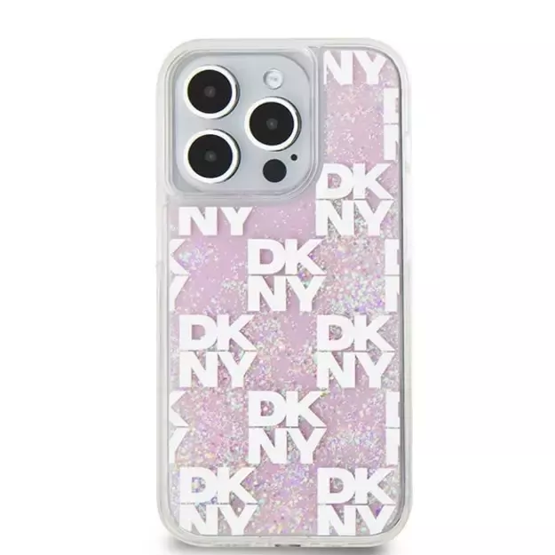 Etui DKNY Liquid Glitter Multilogo na iPhone 15 Pro - różowe 6