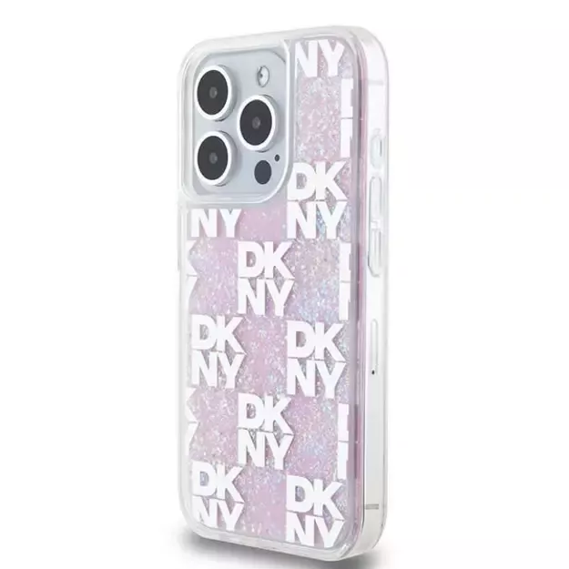 Etui DKNY Liquid Glitter Multilogo na iPhone 15 Pro - różowe 5