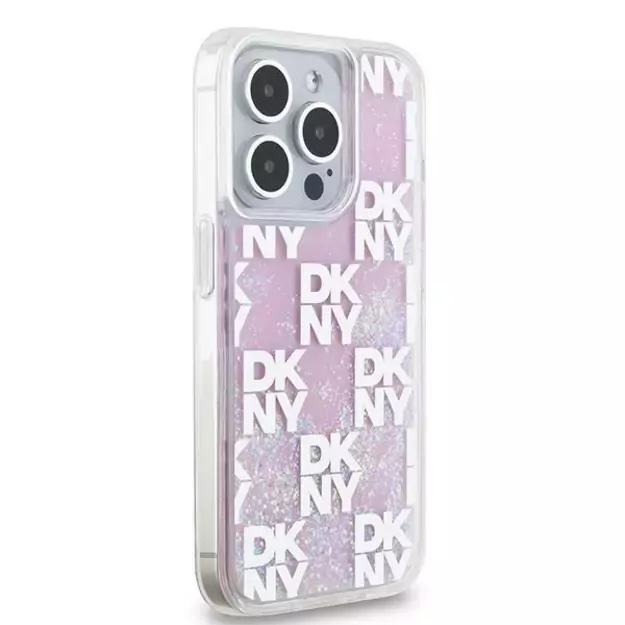 Etui DKNY Liquid Glitter Multilogo na iPhone 15 Pro - różowe 7