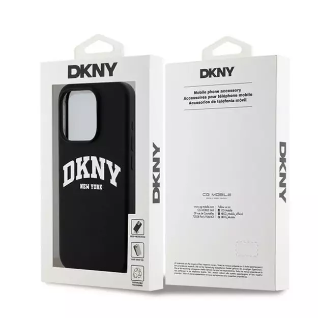 DKNY Liquid Silicone White Printed Logo MagSafe iPhone 15 Pro Case - Black 7