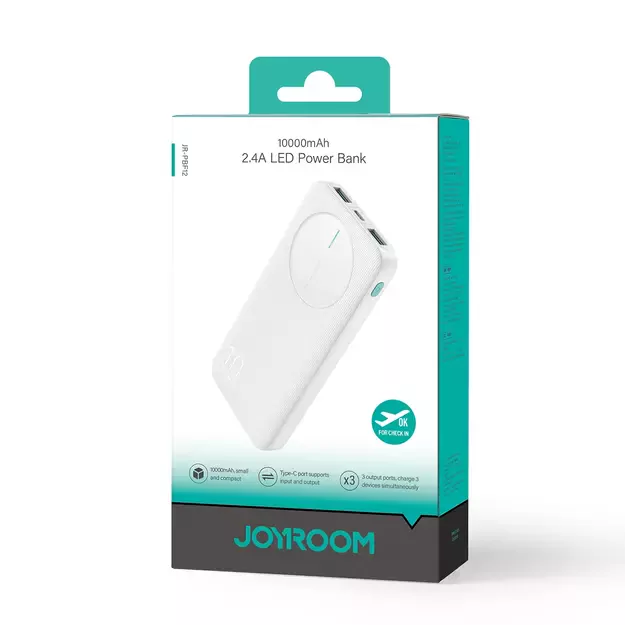 Powerbank Joyroom JR-PBF12 10000mAh 2.4A 2x USB-A 1x USB-C - white 20