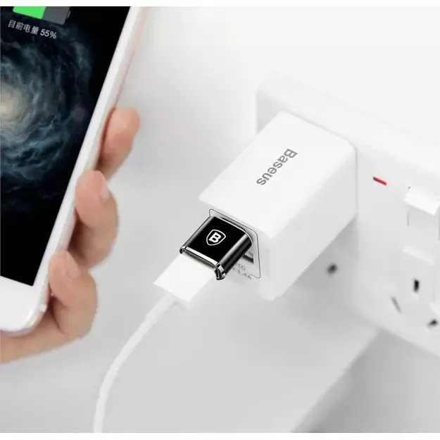 Baseus Mini USB-A to USB-C OTG adapter - black 11