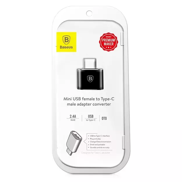 Baseus Mini USB-A to USB-C OTG adapter - black 12