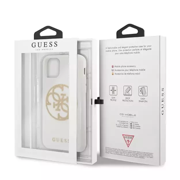 Guess GUHCN65TPUWHGLG iPhone 11 Pro Max white/white hard case Glitter 4G Circle Logo 12