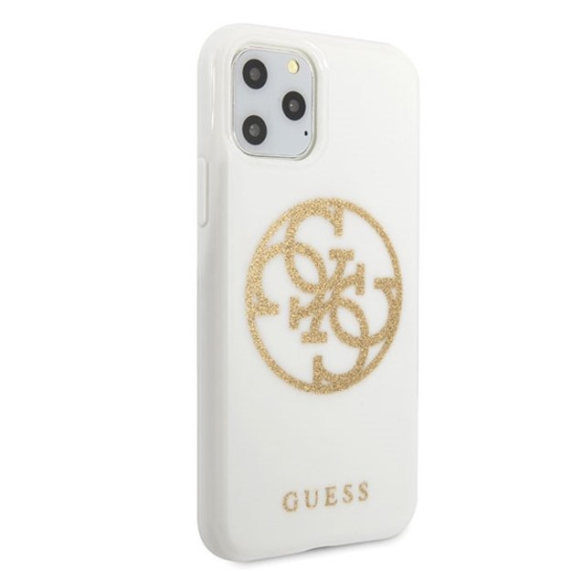 Guess GUHCN65TPUWHGLG iPhone 11 Pro Max white/white hard case Glitter 4G Circle Logo 4