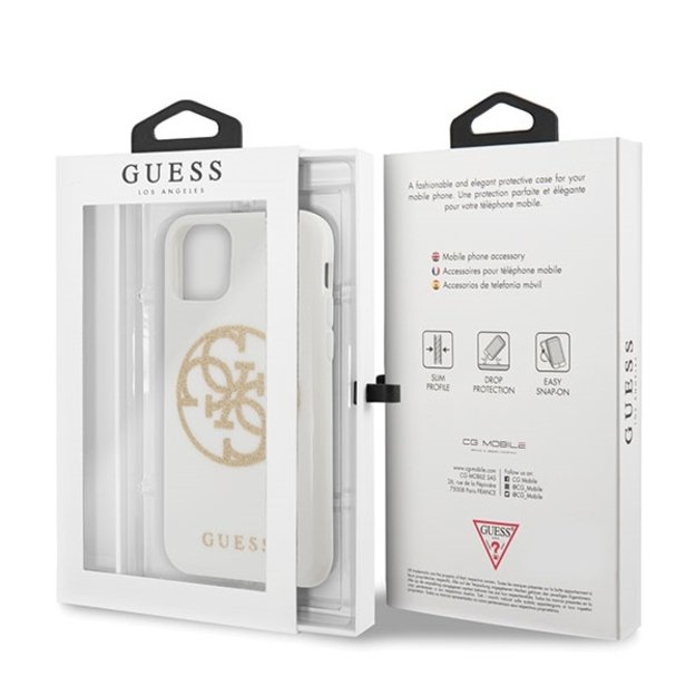 Guess GUHCN65TPUWHGLG iPhone 11 Pro Max white/white hard case Glitter 4G Circle Logo 6