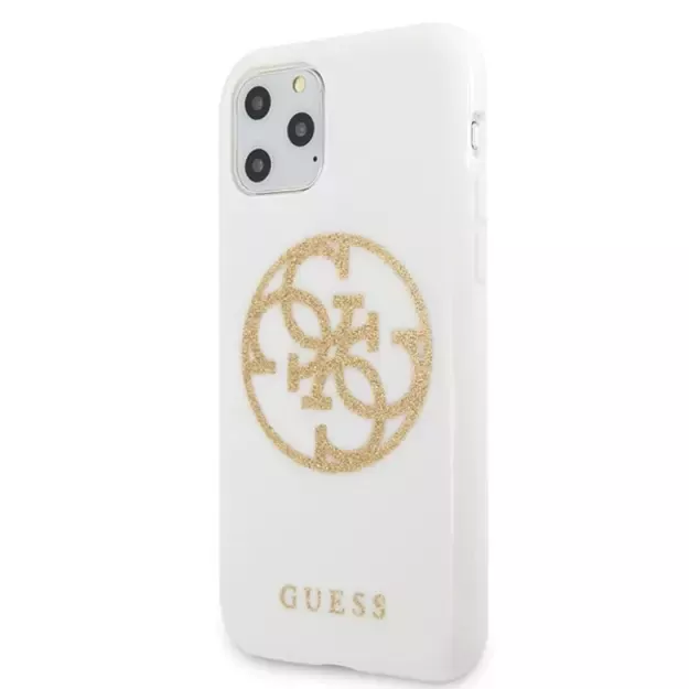 Guess GUHCN65TPUWHGLG iPhone 11 Pro Max white/white hard case Glitter 4G Circle Logo 7