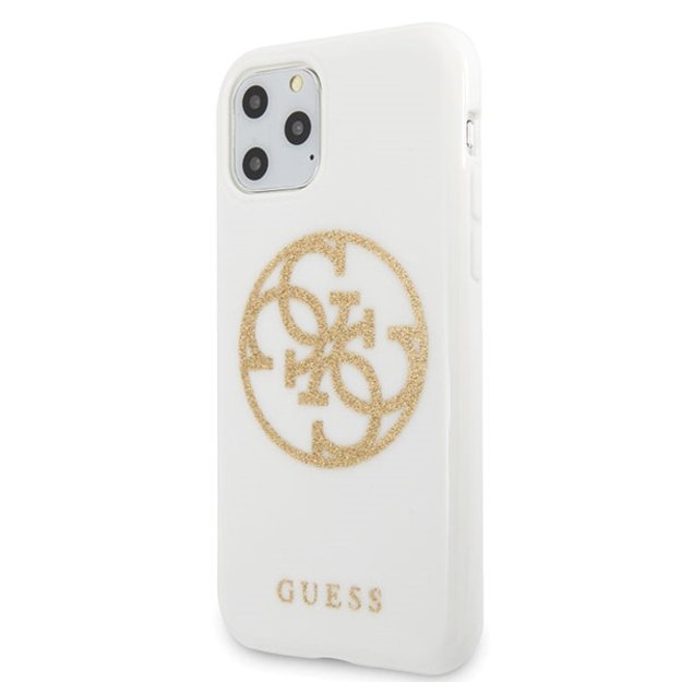 Guess GUHCN65TPUWHGLG iPhone 11 Pro Max white/white hard case Glitter 4G Circle Logo 1