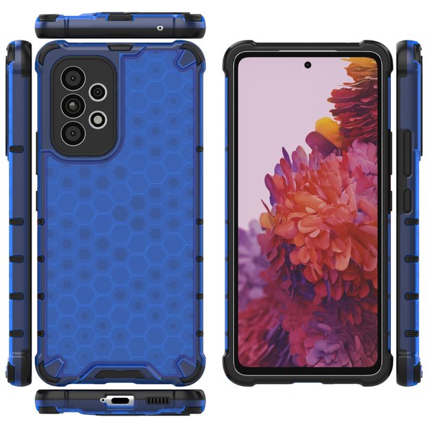 Honeycomb case armored cover with a gel frame for Samsung Galaxy A73 blue 39