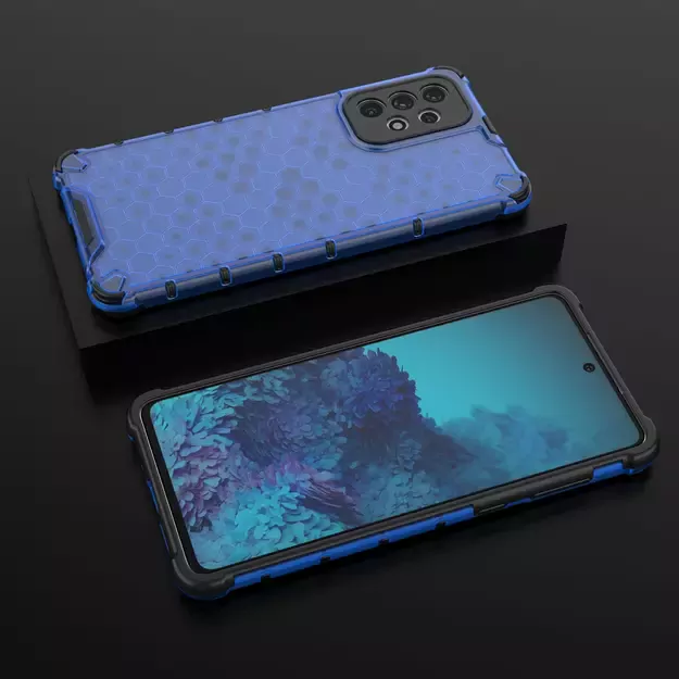 Honeycomb case armored cover with a gel frame for Samsung Galaxy A73 blue 18