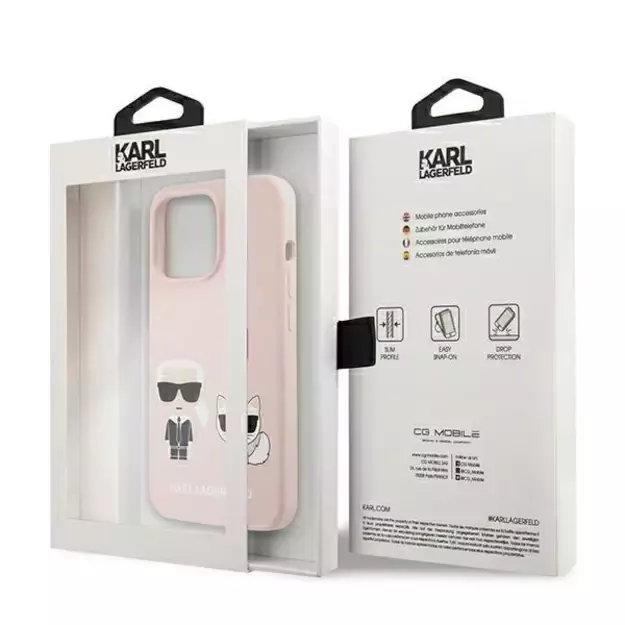 Karl Lagerfeld KLHMP13LSSKCI iPhone 13 Pro  / 13 6,1  hardcase jasnoróżowy/light pink Silicone Ikonik Karl & Choupette Magsafe 7