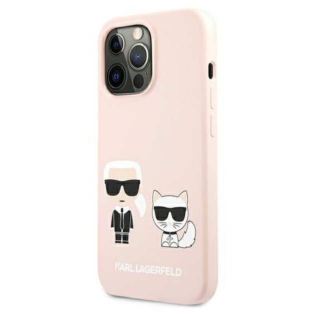Karl Lagerfeld KLHMP13LSSKCI iPhone 13 Pro  / 13 6,1  hardcase jasnoróżowy/light pink Silicone Ikonik Karl & Choupette Magsafe 9