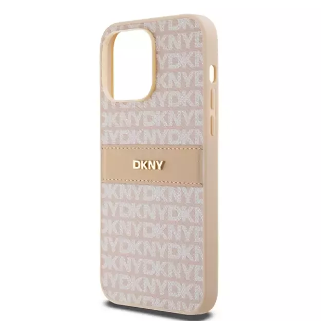 DKNY Leather Mono Stripe &amp  Metal Logo case for iPhone 14 Pro - pink 12