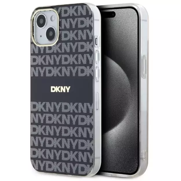 DKNY IML Mono &amp  Stripe MagSafe Case for iPhone 15/14/13 - Black