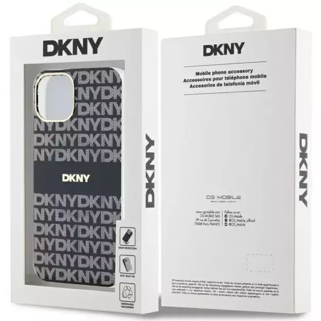 DKNY IML Mono &amp  Stripe MagSafe Case for iPhone 15/14/13 - Black 14