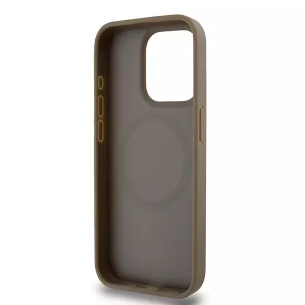 DKNY Leather Monogram Pattern Metal Logo MagSafe Case for iPhone 15 Pro - Brown 12
