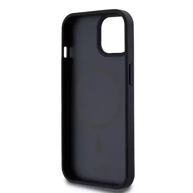 DKNY Leather Printed Pattern Metal Logo MagSafe Case for iPhone 15/14/13 - Black 13