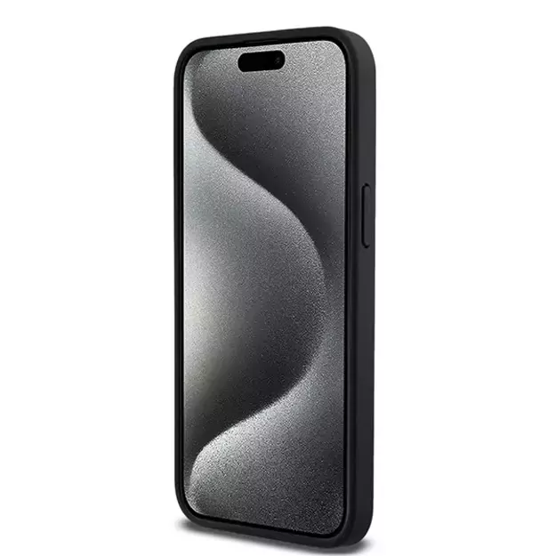 DKNY Leather Monogram Pattern Metal Logo MagSafe Case for iPhone 15 Pro Max - Black 4