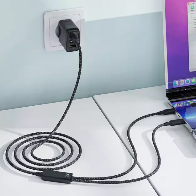Acefast C5 USB-C - USB-C / USB-C 2in1 100W 480Mb/s cable - black 11
