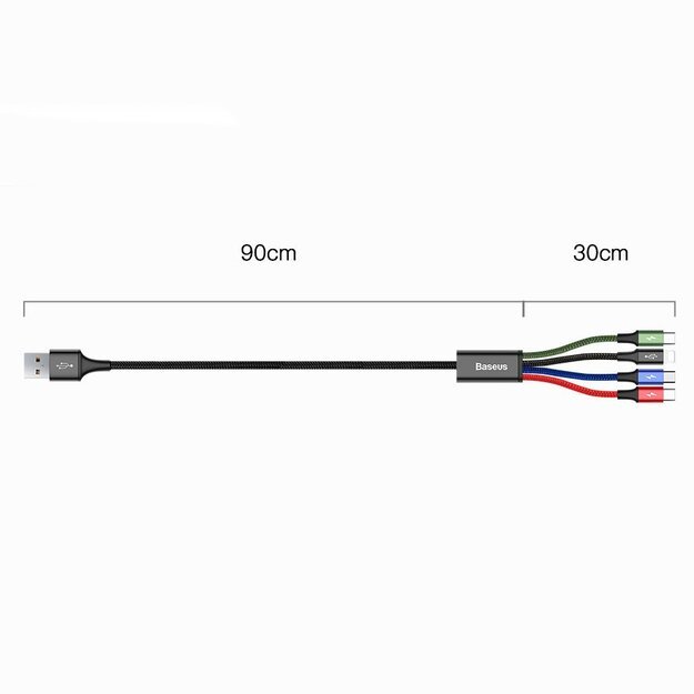 Baseus cable USB 4in1 Lightning / 2x USB Type C / micro USB cable in nylon braid 3.5A 1.2m black (CA1T4-B01) 14