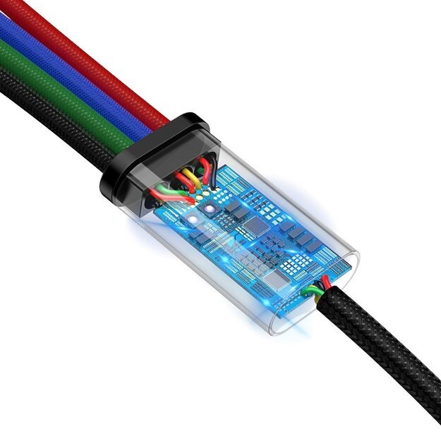 Baseus cable USB 4in1 Lightning / 2x USB Type C / micro USB cable in nylon braid 3.5A 1.2m black (CA1T4-B01) 8