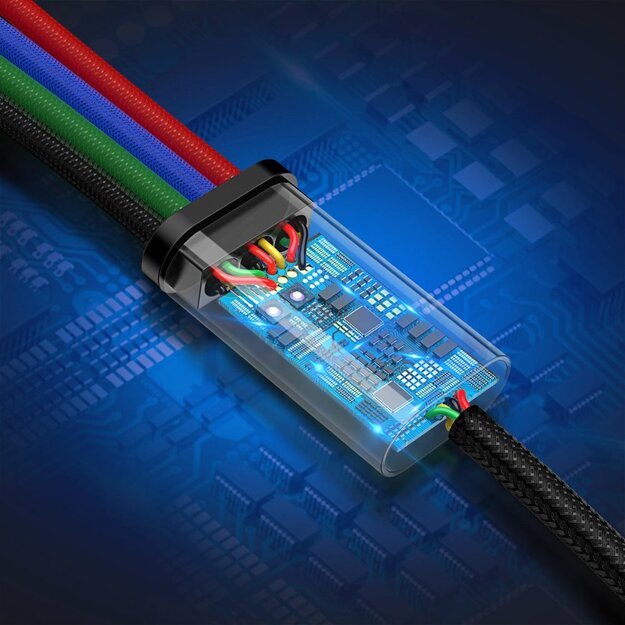 Baseus cable USB 4in1 Lightning / 2x USB Type C / micro USB cable in nylon braid 3.5A 1.2m black (CA1T4-B01) 9