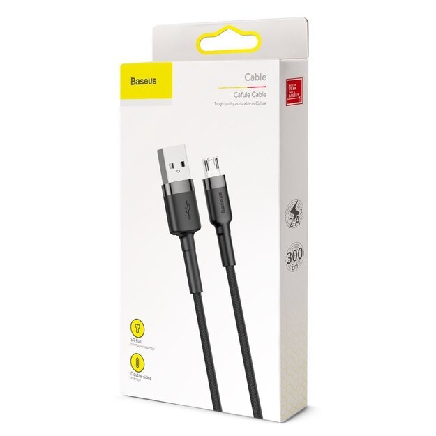 Baseus Cafule Cable durable nylon cable USB / micro USB 2A 3M black-gray (CAMKLF-HG1) 17