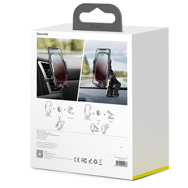 Baseus Automatic Electric Car Holder Qi Wireless Charger 15W Black (WXHW03-01) 21