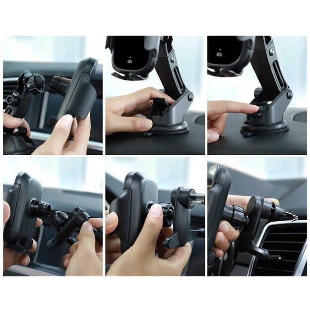 Baseus Automatic Electric Car Holder Qi Wireless Charger 15W Black (WXHW03-01) 18