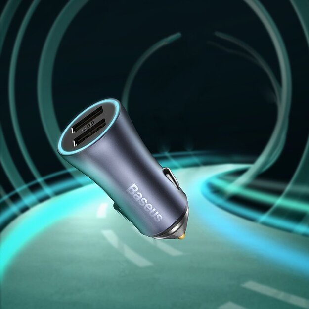 Baseus Golden Contactor Pro fast car charger 2x USB 40 W Quick Charge SCP FCP AFC + USB cable - USB Type C gray (TZCCJD-A0G) 12