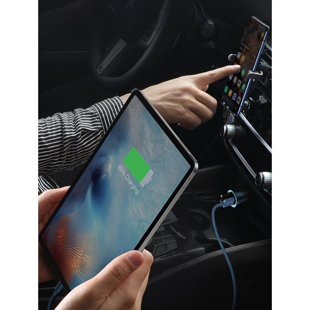 Baseus Golden Contactor Pro fast car charger 2x USB 40 W Quick Charge SCP FCP AFC + USB cable - USB Type C gray (TZCCJD-A0G) 15