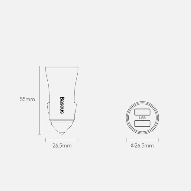 Baseus Golden Contactor Pro fast car charger 2x USB 40 W Quick Charge SCP FCP AFC + USB cable - USB Type C gray (TZCCJD-A0G) 22