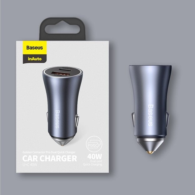 Baseus Golden Contactor Pro fast car charger 2x USB 40 W Quick Charge SCP FCP AFC + USB cable - USB Type C gray (TZCCJD-A0G) 23