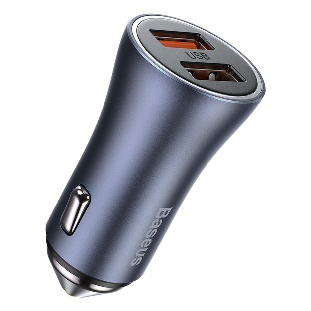 Baseus Golden Contactor Pro fast car charger 2x USB 40 W Quick Charge SCP FCP AFC + USB cable - USB Type C gray (TZCCJD-A0G) 2