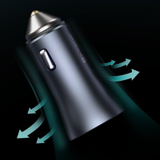 Baseus Golden Contactor Pro car charger USB-C / USB-A 40W PD QC 4+ SCP FCP AFC + cable - gray 17