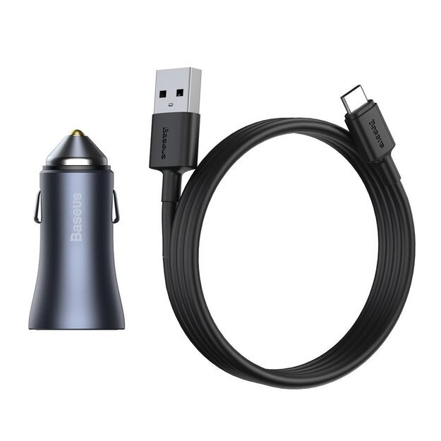 Baseus Golden Contactor Pro car charger USB-C / USB-A 40W PD QC 4+ SCP FCP AFC + cable - gray 11