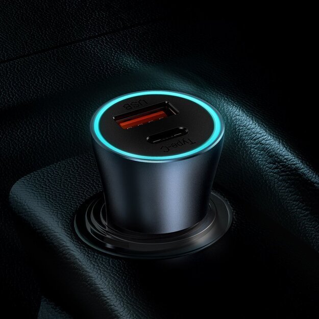 Baseus Golden Contactor Pro car charger USB-C / USB-A 40W PD QC 4+ SCP FCP AFC + cable - gray 10
