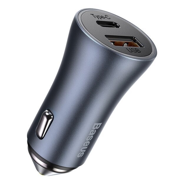Baseus Golden Contactor Pro car charger USB-C / USB-A 40W PD QC 4+ SCP FCP AFC + cable - gray 2