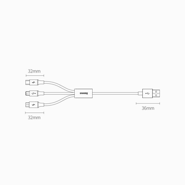 Baseus Superior 3in1 USB Cable - Lightning / USB Type C / Micro USB 3.5 A 1.5 m White (CAMLTYS-02) 8