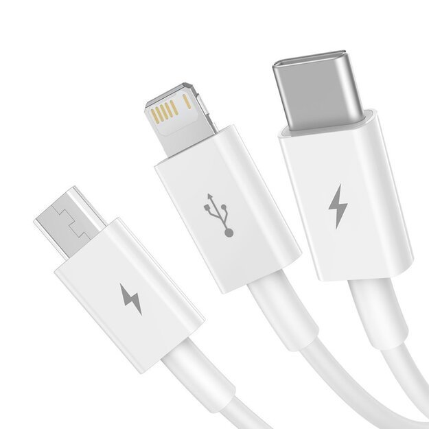 Baseus Superior 3in1 USB Cable - Lightning / USB Type C / Micro USB 3.5 A 1.5 m White (CAMLTYS-02) 10