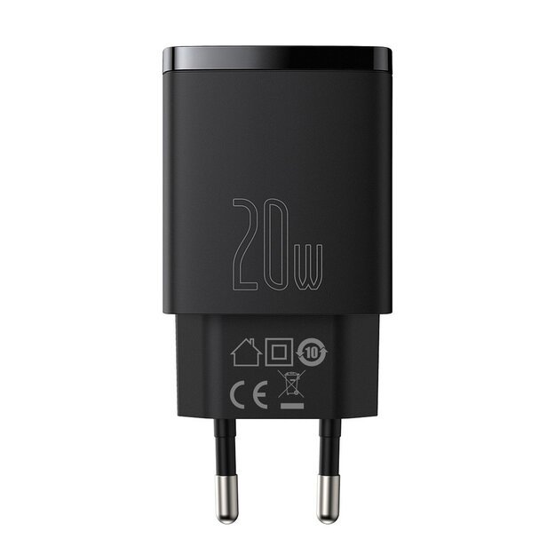 Baseus Compact fast charger USB / USB Type C 20W 3A Power Delivery Quick Charge 3.0 black (CCXJ-B01) 1