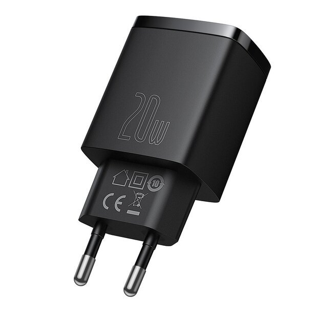 Baseus Compact fast charger USB / USB Type C 20W 3A Power Delivery Quick Charge 3.0 black (CCXJ-B01) 2