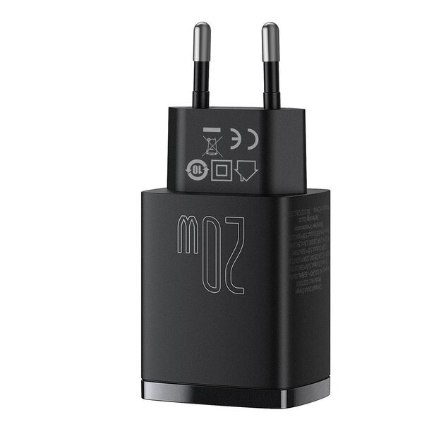 Baseus Compact fast charger USB / USB Type C 20W 3A Power Delivery Quick Charge 3.0 black (CCXJ-B01) 3