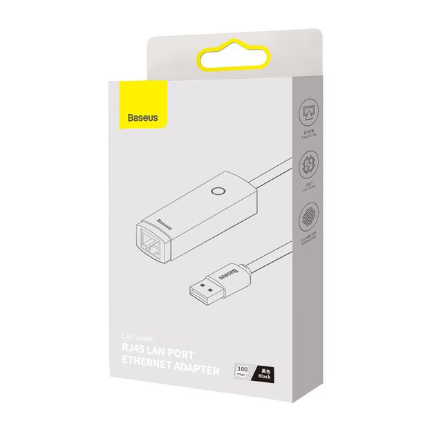 Baseus Lite Series adapter USB Type A - RJ45 LAN socket 100Mbps black (WKQX000001) 4