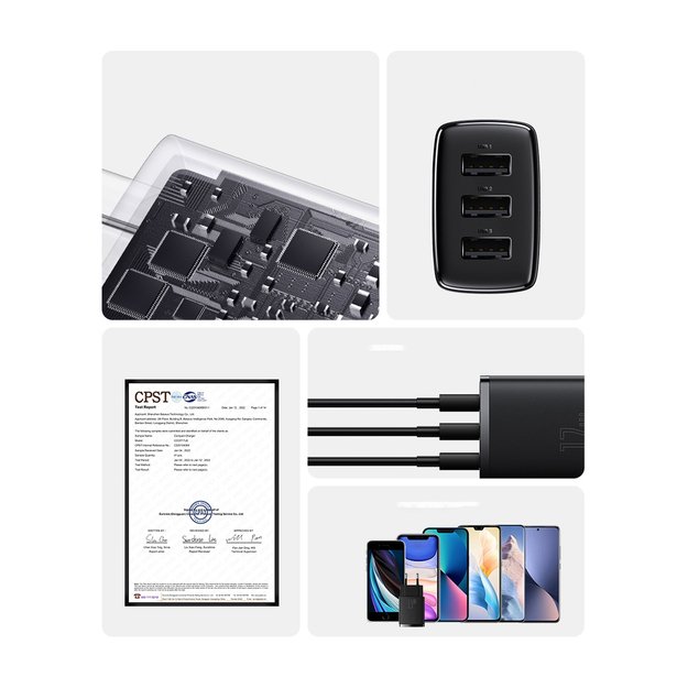 Baseus Compact charger 3x USB 17W black (CCXJ020101) 10