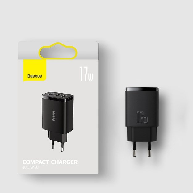 Baseus Compact charger 3x USB 17W black (CCXJ020101) 16