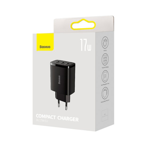 Baseus Compact charger 3x USB 17W black (CCXJ020101) 5